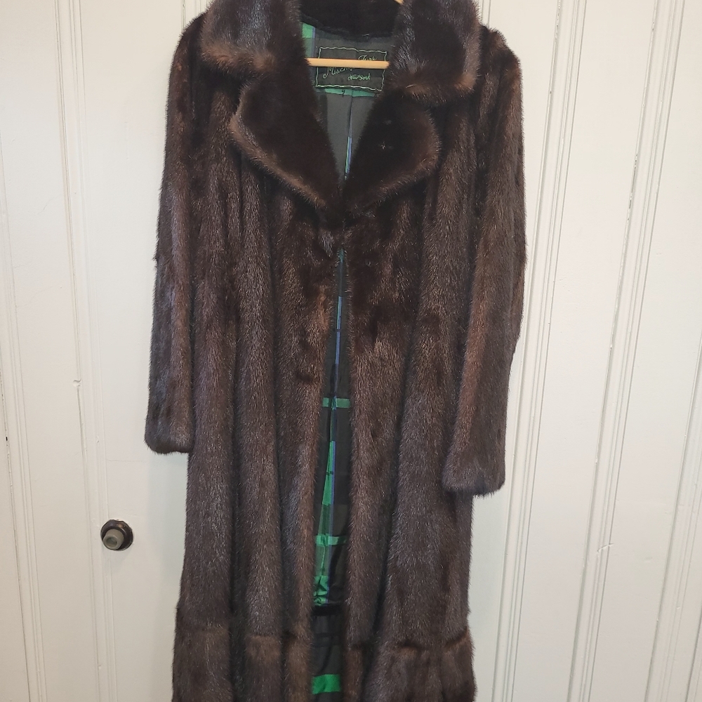 MINK COAT - Dark Ranch Mink Long Coat, Size S